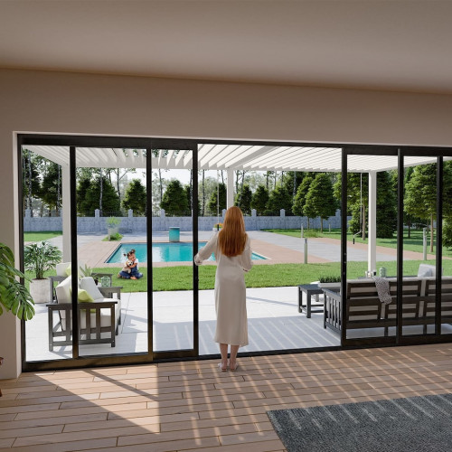 Pergola bioclimatique - Ombréa - adossée - 4x6M - Blanc - Version 2 - 400x600x258 cm - CHALET & JARDIN