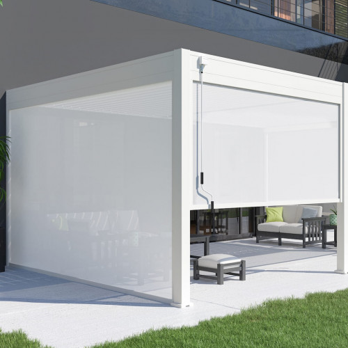 Pergola bioclimatique - Ombréa - adossée - 4x6M - Blanc - Version 2 - 400x600x258 cm - CHALET & JARDIN