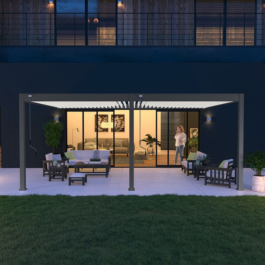 Pergola bioclimatique Ombréa adossée 4x6M Version 2 400x600x258 cm