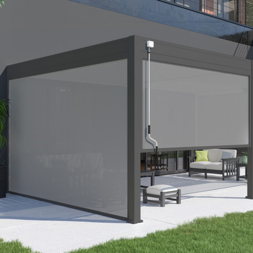 Pergola bioclimatique - Ombréa - adossée - 4x6M - Anthracite blanc - Version 2 - 400x600x258 cm - CHALET & JARDIN