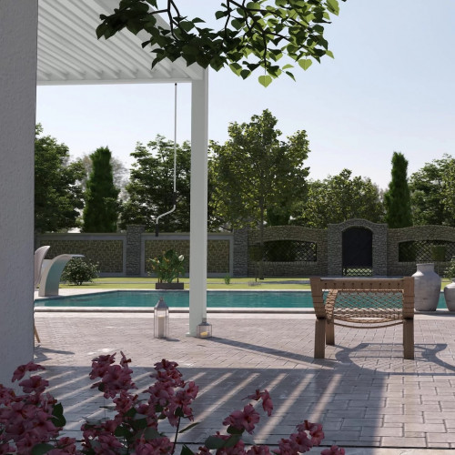 Pergola bioclimatique - Ombréa - adossée - 3x6M - Blanc - Version 2 - 300x600x258 cm - CHALET & JARDIN
