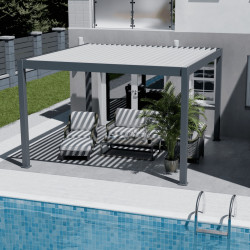 Pergola bioclimatique - Ombréa - autoportante - 4x4M - Anthracite blanc - ELMO - 400x400x258 cm de marque CHALET & JARDIN, référence: J9028100