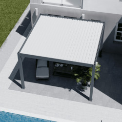 Pergola bioclimatique - Ombréa - autoportante - 4x4M - Anthracite blanc - ELMO - 400x400x258 cm - CHALET & JARDIN