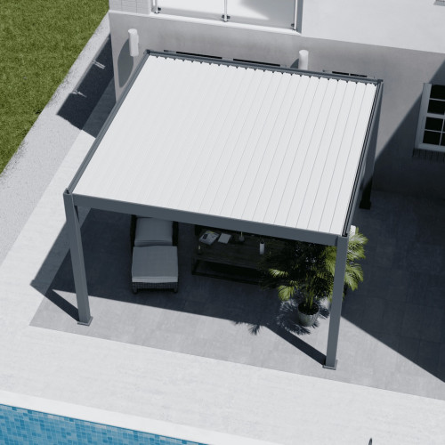 Pergola bioclimatique - Ombréa - autoportante - 4x4M - Anthracite blanc - ELMO - 400x400x258 cm - CHALET & JARDIN