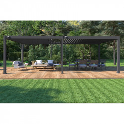 Pergola bioclimatique - Ombréa - autoportante - 4x8M - Anthracite - ELMO - 400x800x258 cm - CHALET & JARDIN