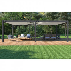 Pergola bioclimatique - Ombréa - autoportante - 4x8M - Anthracite blanc - ELMO - 400x800x258 cm - CHALET & JARDIN