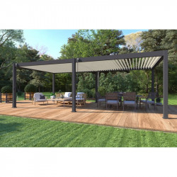 Pergola bioclimatique - Ombréa - autoportante - 4x8M - Anthracite blanc - ELMO - 400x800x258 cm - CHALET & JARDIN