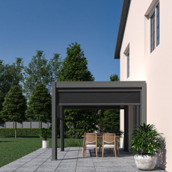Pergola bioclimatique - Ombréa 2023 - autoportante alu - 3x3M - 1 store 3M - Anthracite - VS de marque CHALET & JARDIN, référence: J9028500