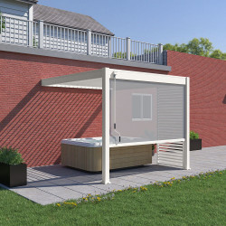 Pergola bioclimatique Ombréa 2023 adossée alu 3x3M + 1 store 3M - Blanc - VS de marque CHALET & JARDIN, référence: J9028800