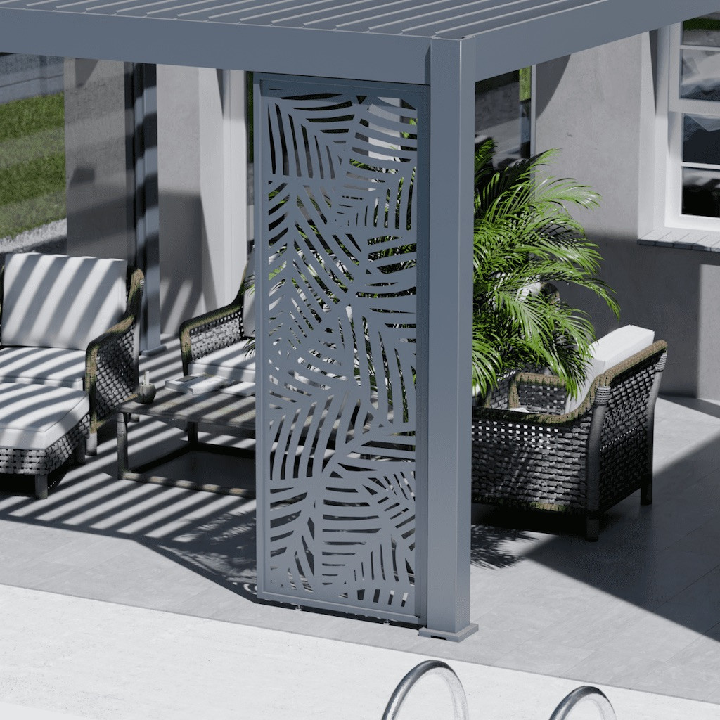 Panneau brise vue ventelles horizontales 1M Ombréa ventelles finition bois