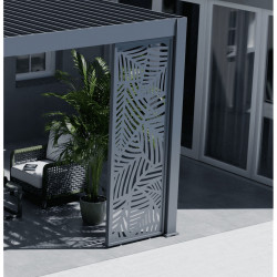 Panneau brise-vue - ventelles horizontales - 1M - Ombréa - Anthracite ventelles finition bois - CHALET & JARDIN