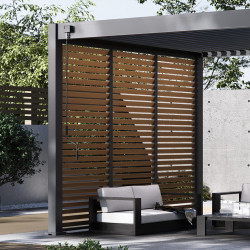 Panneau brise-vue - ventelles horizontales - 1M - Ombréa - Anthracite ventelles finition bois - CHALET & JARDIN