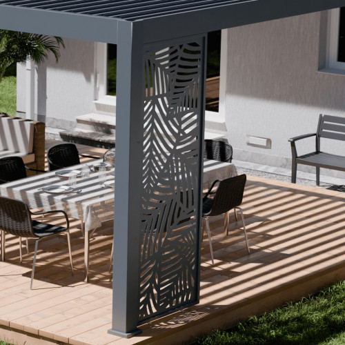 Panneau brise-vue décoratif - Leaf - 1M - Ombréa - Anthracite - CHALET & JARDIN