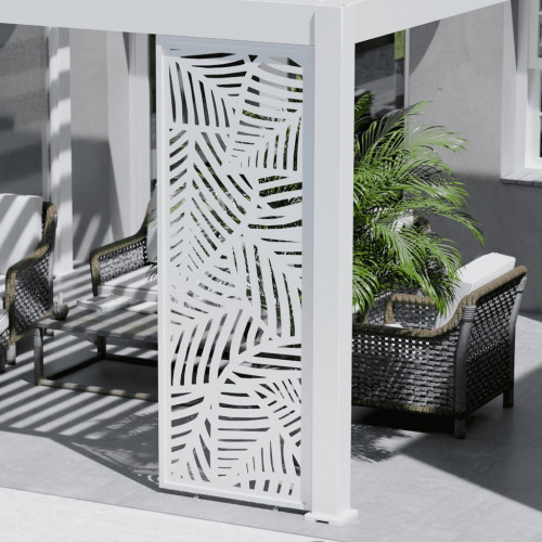Panneau brise-vue décoratif - Leaf - 1M - Ombréa - Blanc - CHALET & JARDIN