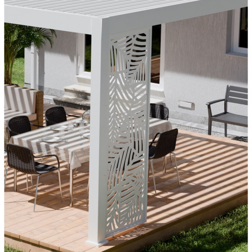 Panneau brise-vue décoratif - Leaf - 1M - Ombréa - Blanc - CHALET & JARDIN