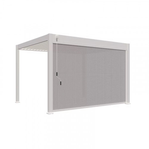 Store vertical motorisé pergola 370 cm aluminium textilène – blanc - CHALET & JARDIN