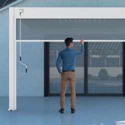 Store vertical pergola 370 cm - aluminium textilène – blanc - Ombréa