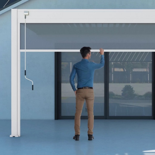 Store vertical pergola 370 cm - aluminium textilène – blanc - Ombréa