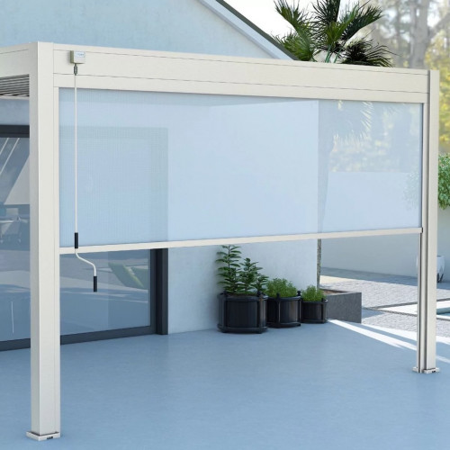 Store latéral manuel - 4M - Ombréa S2 - Blanc - CHALET & JARDIN