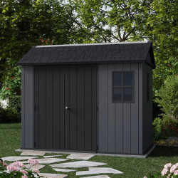 Abri De Jardin - double porte et panneaux en polypropylène traité anti-UV - NEWTON PLUS 975 - 5.7m² - Gris - CHALET & JARDIN