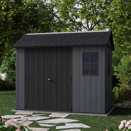 Abri De Jardin - double porte et panneaux en polypropylène traité anti-UV - NEWTON PLUS 975 - 5.7m² - Gris - CHALET & JARDIN