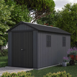 Abri de jardin résine imitation bois - 7,84 m² - NEWTON PLUS 7513 - avec plancher et fenêtres - CHALET & JARDIN