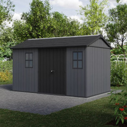 Abri de jardin de 7,84 m² - NEWTON PLUS 1375 - plancher robuste inclus - Anthracite de marque CHALET & JARDIN, référence: J9031300