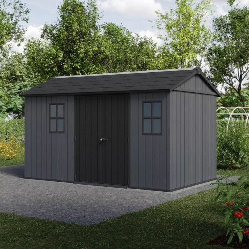 Abri de jardin de 7,84 m² - NEWTON PLUS 1375 - plancher robuste inclus - Anthracite - CHALET & JARDIN