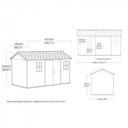Abri de jardin de 7,84 m² - NEWTON PLUS 1375 - plancher robuste inclus - Anthracite - CHALET & JARDIN