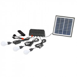 Station d’énergie solaire portable -SES-M - avec 3 ampoules et chargeur USB - CHALET & JARDIN