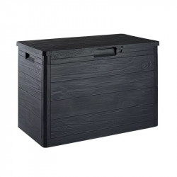 Coffre de jardin 160L en résine effet bois - WOODY'S - Anthracite de marque CHALET & JARDIN, référence: J9031700