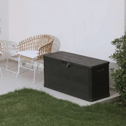 Coffre de jardin 280L en résine effet bois - WOODY'S - Anthracite de marque CHALET & JARDIN, référence: J9031800