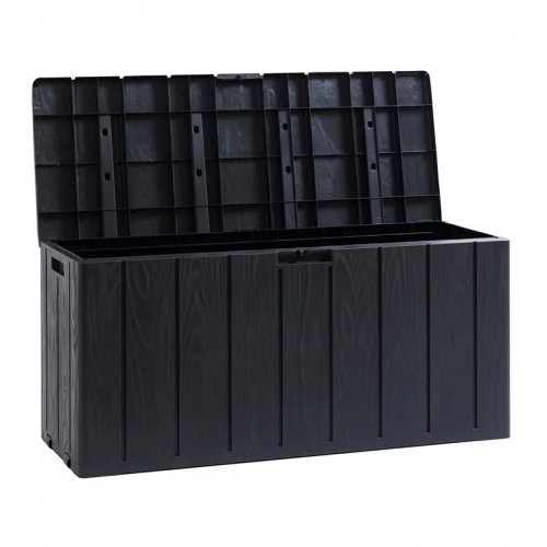 Coffre de jardin 270L en résine effet bois avec assise - BRAVO 270L - Anthracite - CHALET & JARDIN