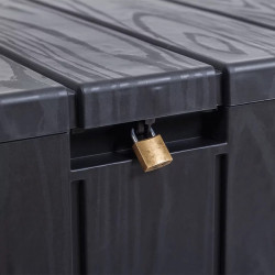 Coffre de jardin 270L en résine effet bois avec assise - BRAVO 270L - Anthracite - CHALET & JARDIN