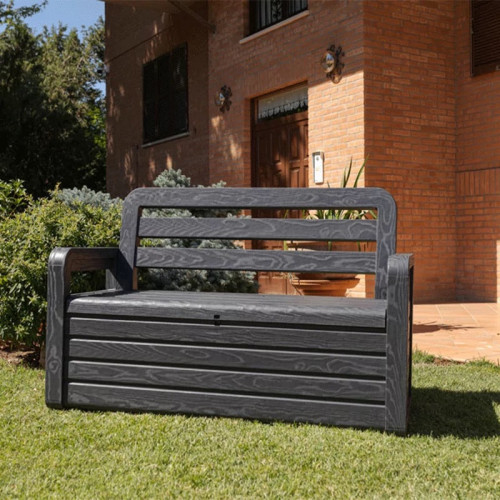 Coffre banc de jardin 263L en résine - FOREVERSPRING - Anthracite - CHALET & JARDIN