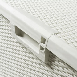 Coffre banc de jardin 550L - effet rotin en résine - SANTORINI PLUS - blanc - CHALET & JARDIN
