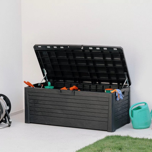 Coffre banc de jardin 550L - Florida - en résine - anthracite - CHALET & JARDIN