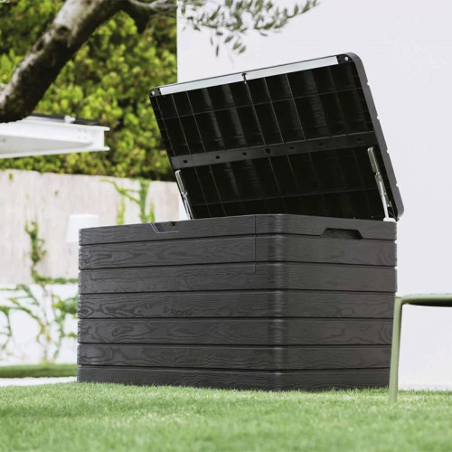 Coffre de jardin en résine 100 kg – 146 cm - DOLOMITI 979L - Anthracite - CHALET & JARDIN