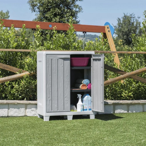 Armoire basse de jardin en résine – 78 cm - FLORIDA XL - gris - CHALET & JARDIN