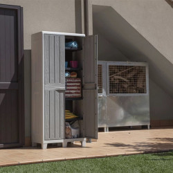 Armoire haute de jardin en résine – 78 cm - FLORIDA XL - gris - CHALET & JARDIN
