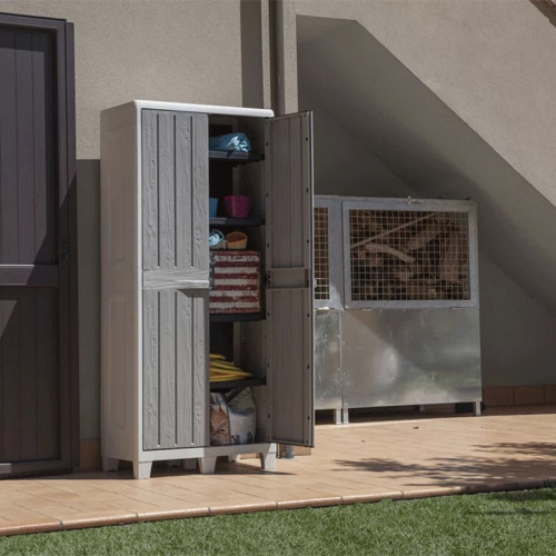 Armoire haute de jardin en résine – 78 cm - FLORIDA XL - gris - CHALET & JARDIN