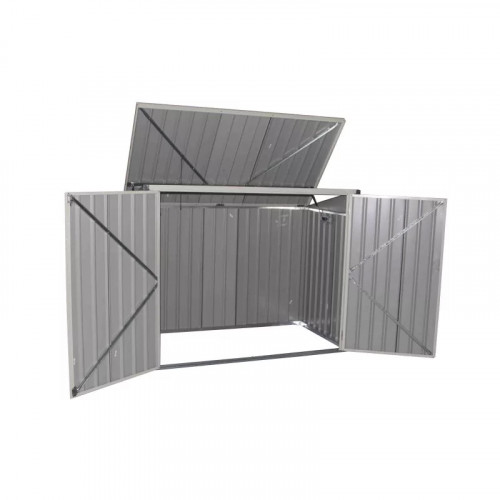 Coffre de jardin multifonctions en métal – 2000L - gris - CHALET & JARDIN