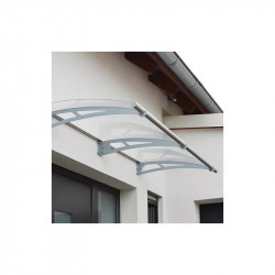Marquise contemporaine aluminium et polycarbonate - FLORA - 205X92X16 - gris - CHALET & JARDIN
