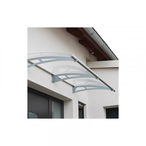 Marquise contemporaine aluminium et polycarbonate - FLORA - 205X92X16 - gris - CHALET & JARDIN