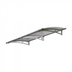 Marquise contemporaine aluminium et polycarbonate - FLORA - 205X92X16 - gris - CHALET & JARDIN
