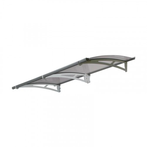 Marquise contemporaine aluminium et polycarbonate - FLORA - 205X92X16 - gris - CHALET & JARDIN