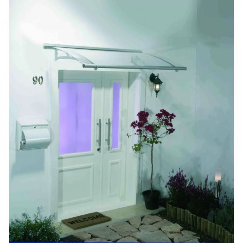 Marquise transparente en polycarbonate avec kit de fixation - CHALET & JARDIN