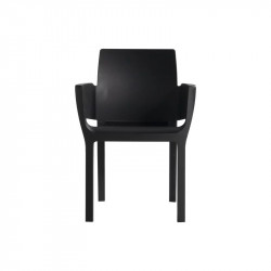 Lot de 4 chaises de jardin empilables en résine noire avec accoudoirs - CHALET & JARDIN