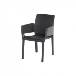 Lot de 4 chaises de jardin empilables en résine anthracite avec accoudoirs de marque CHALET & JARDIN, référence: J9035200