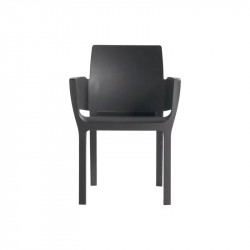 Lot de 4 chaises de jardin empilables en résine anthracite avec accoudoirs - CHALET & JARDIN